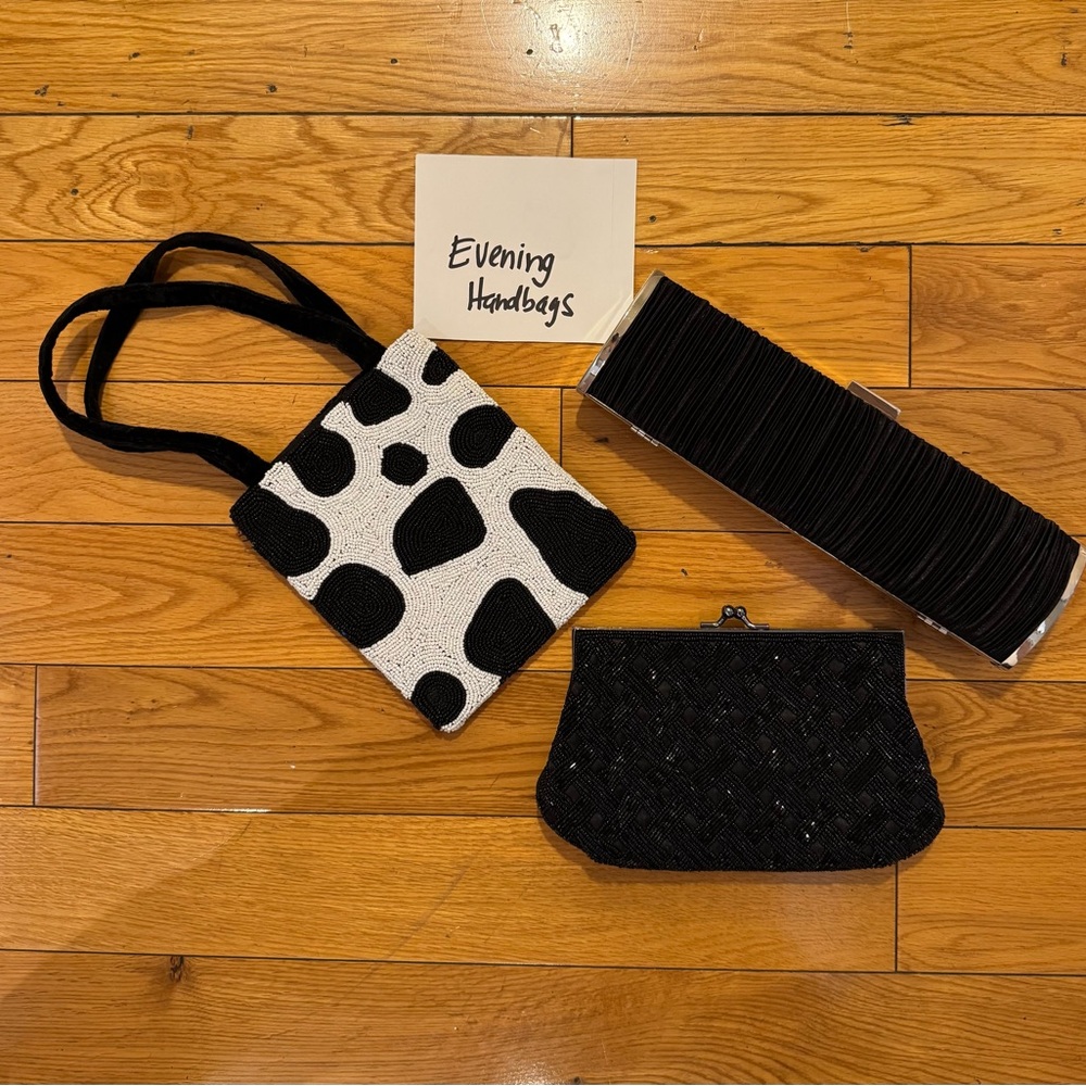 Stylish Black and White Evening Handbag Set